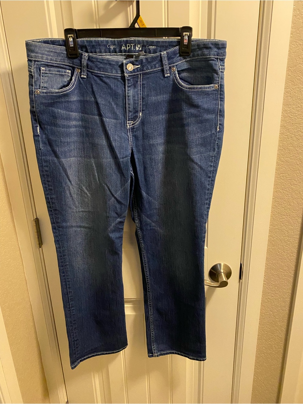 Apt 9 Jeans 16 Capri Length Stretch Blue Denim Bling Pockets